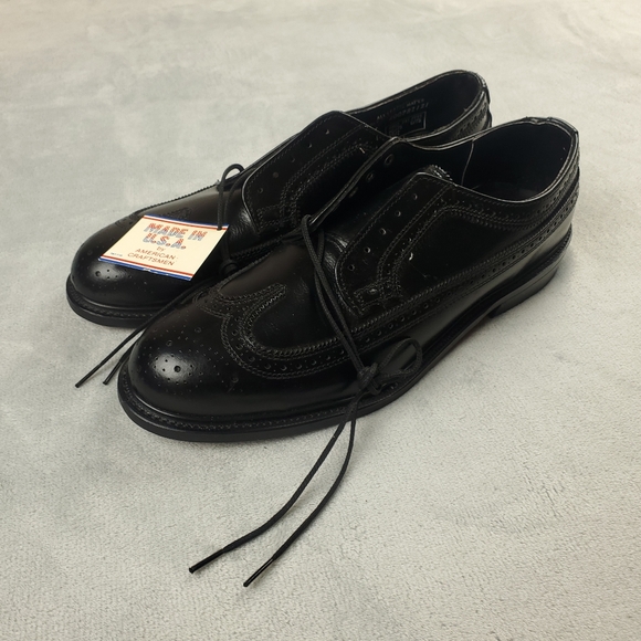 Lehigh Safety Shoes Longwing Steel Toe Wingtip Brogue Pebbled Leather Black 1701 - Picture 2 of 13